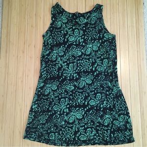 indiska short sleeveless dress s green black 31”